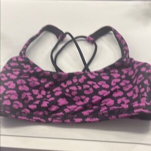 Pink Leopard Print Sports Bra